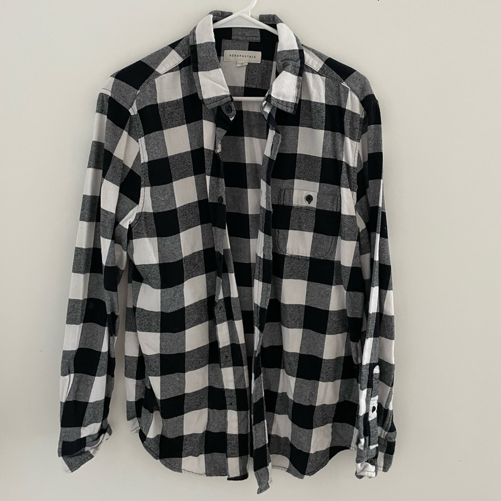 Men’s L Aeropostale Black and White Flannel